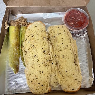 Stuffed Hot Peppers with Garlic Bread