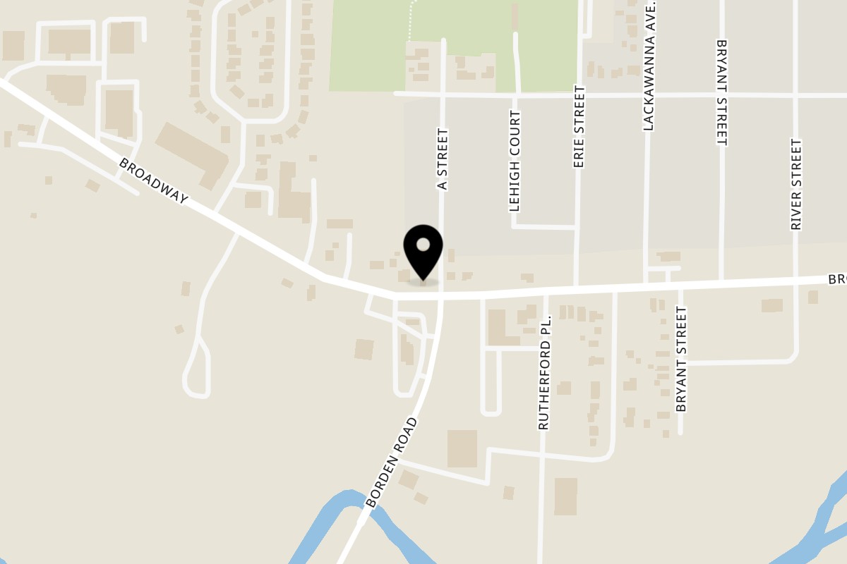 Map showing the location of Joey's Pizza Broadway on 4538 Broadway in Depew