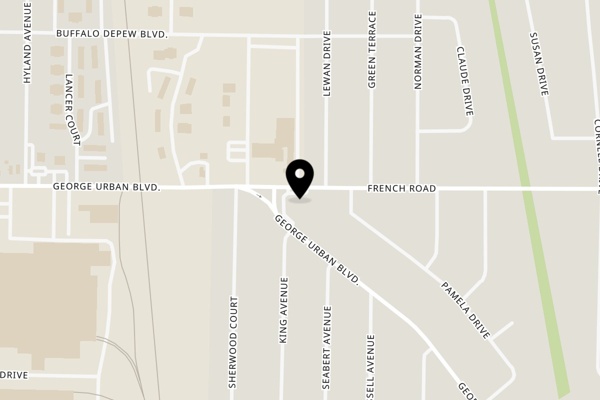 Map showing the location of Joey's Pizza George Urban Blvd on 2640 George Urban Blvd # 5 in Depew